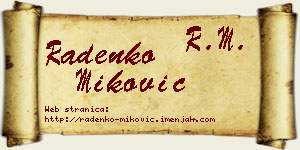 Radenko Miković vizit kartica
